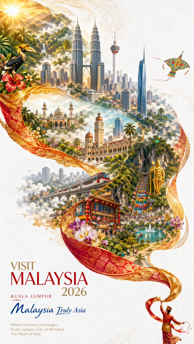 Visit Malaysia 2026 Travel Poster AI image template preview