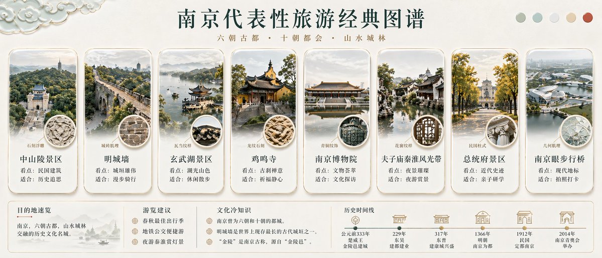 Nanjing Classic Tourism Atlas Poster AI image template preview