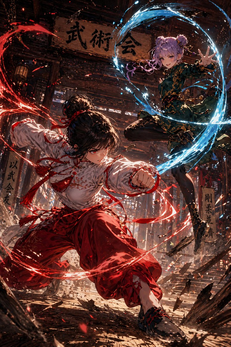Anime Martial Arts Energy Clash AI image template preview