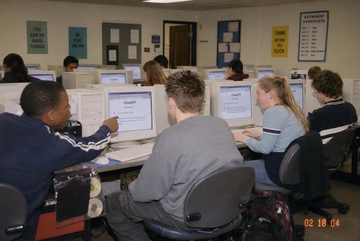 Early 2000s Computer Lab With ChatGPT AI image template preview