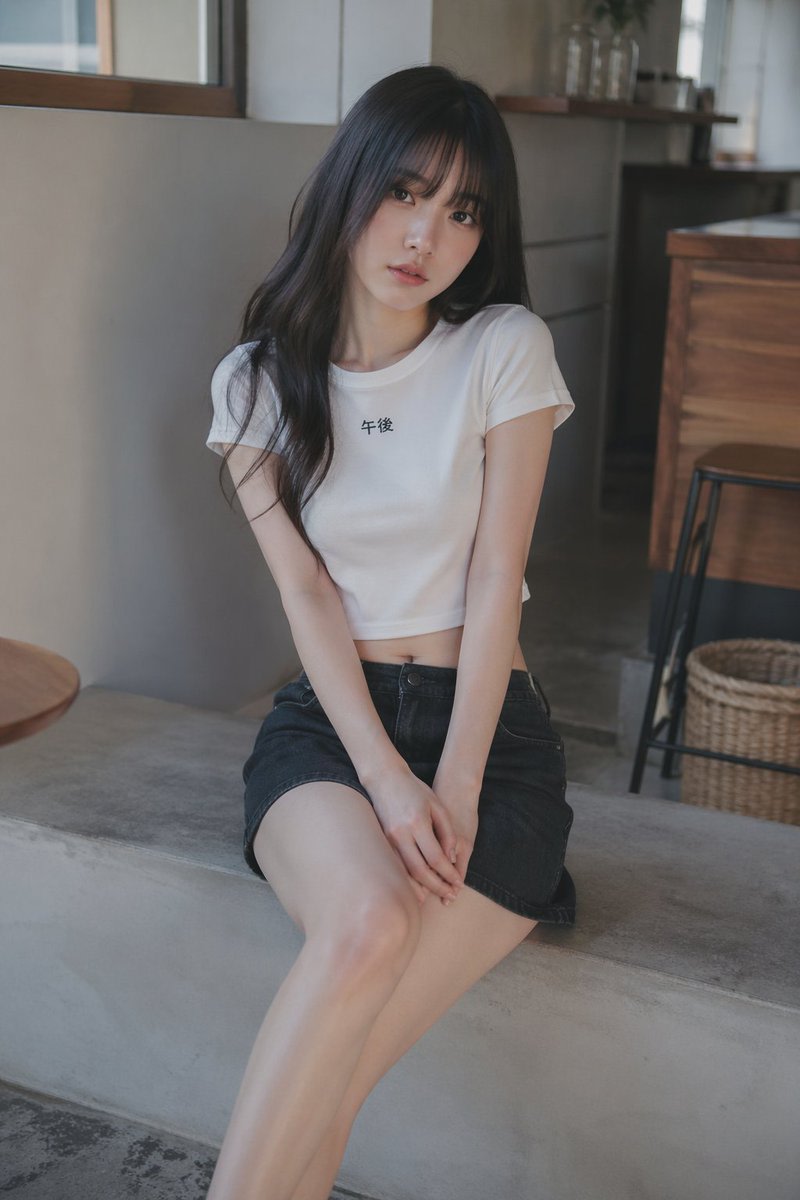 Soft Cafe Portrait of Young Woman AI image template preview