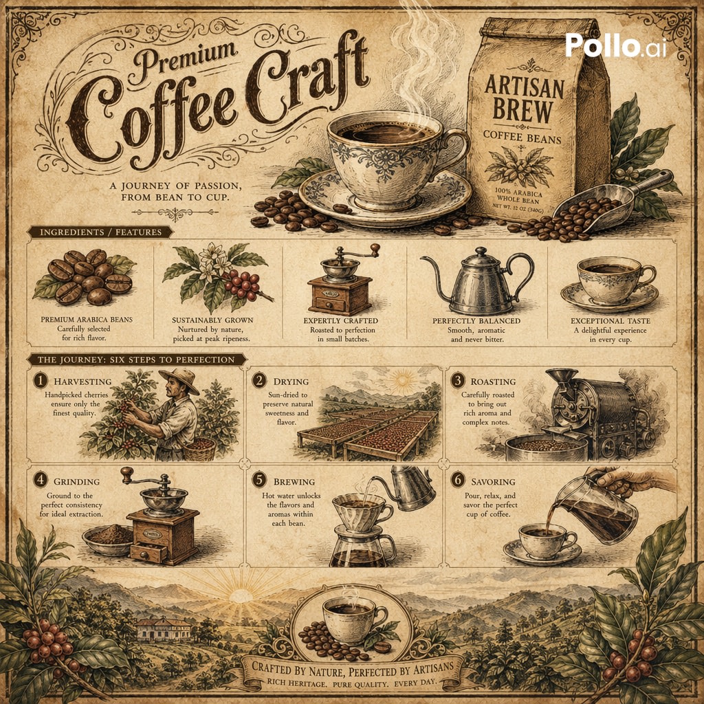 Vintage Botanical Infographic AI image template preview