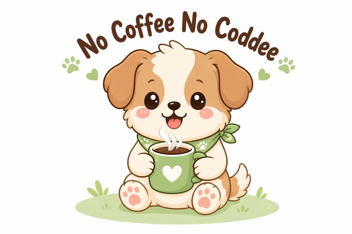 Kawaii coffee dog vector illustration AI image template preview