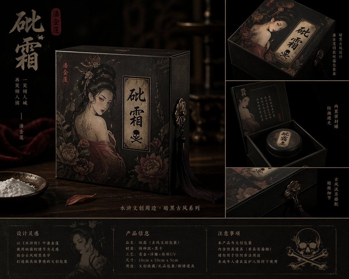 Dark Ancient Chinese Style Packaging AI image template preview