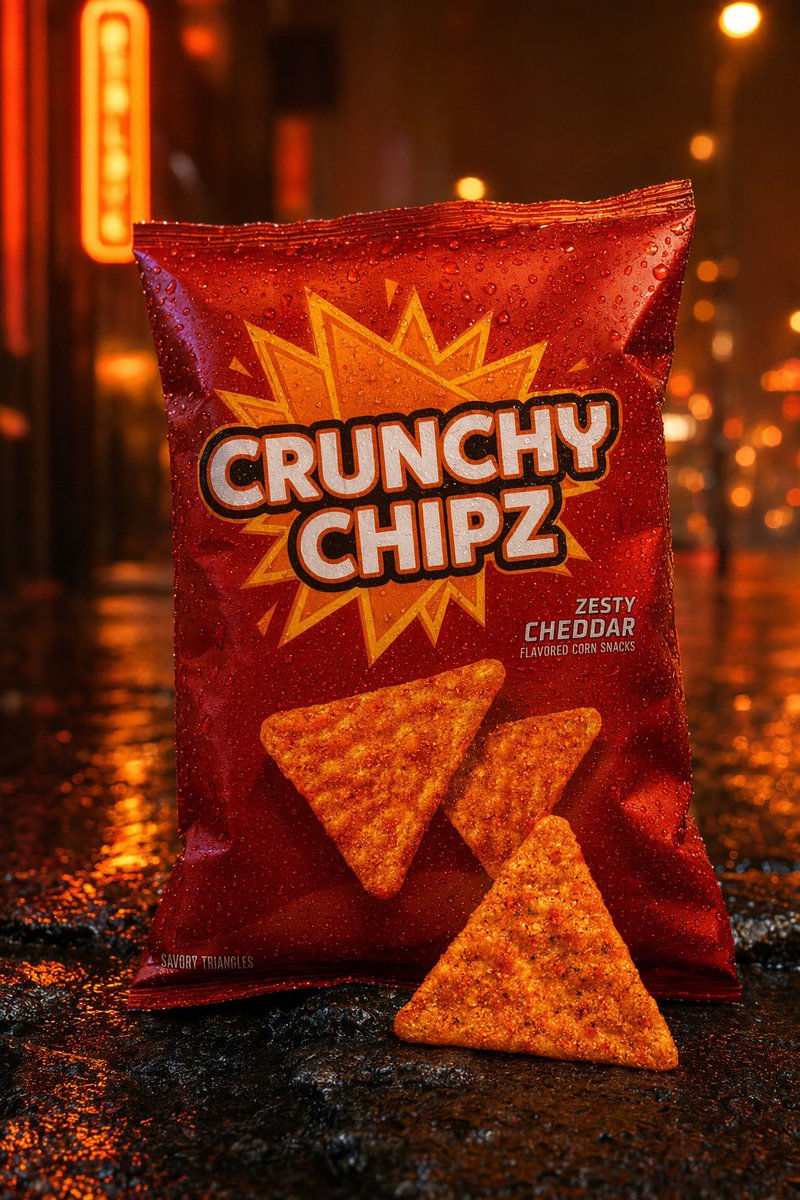 Neon Rain Snack Bag Ad AI image template preview