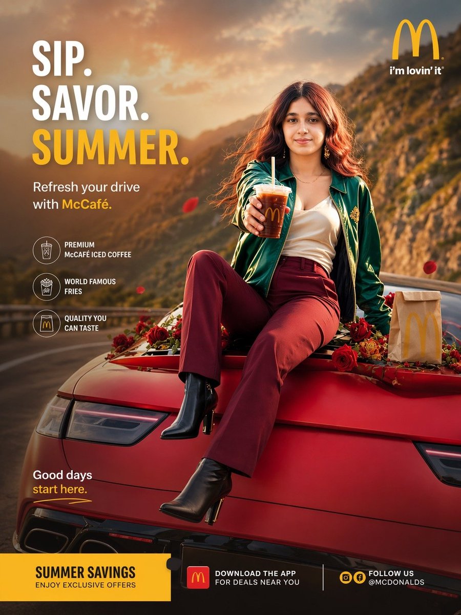 Summer McCafé Mountain Road Ad AI image template preview