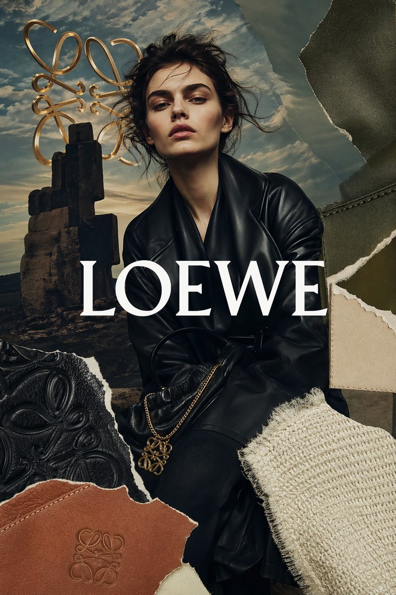 Luxury Leather Fashion Collage Ad AI image template preview