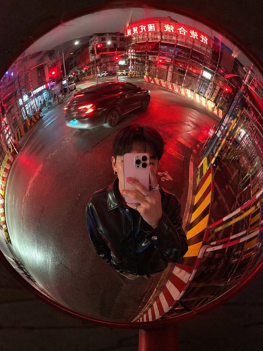 Convex Mirror Night Street Selfie AI image template preview