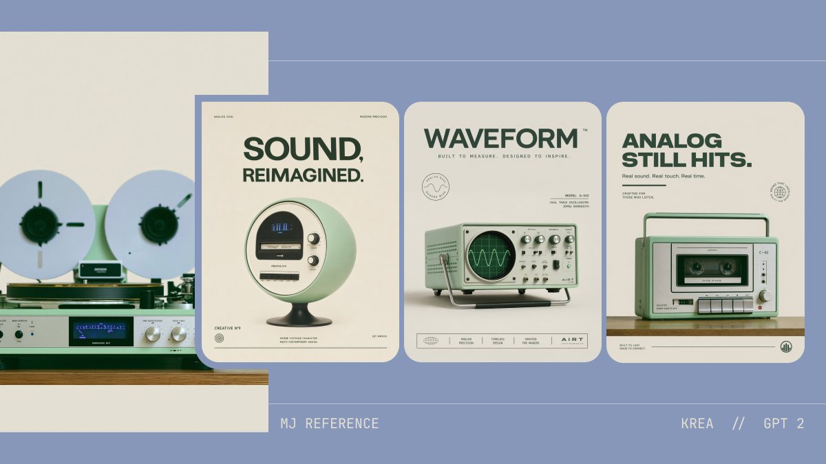 Retro Audio Concept Poster Board AI image template preview