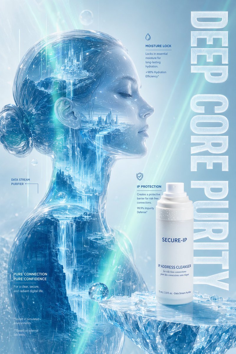 Futuristic Ice Skincare Poster AI image template preview