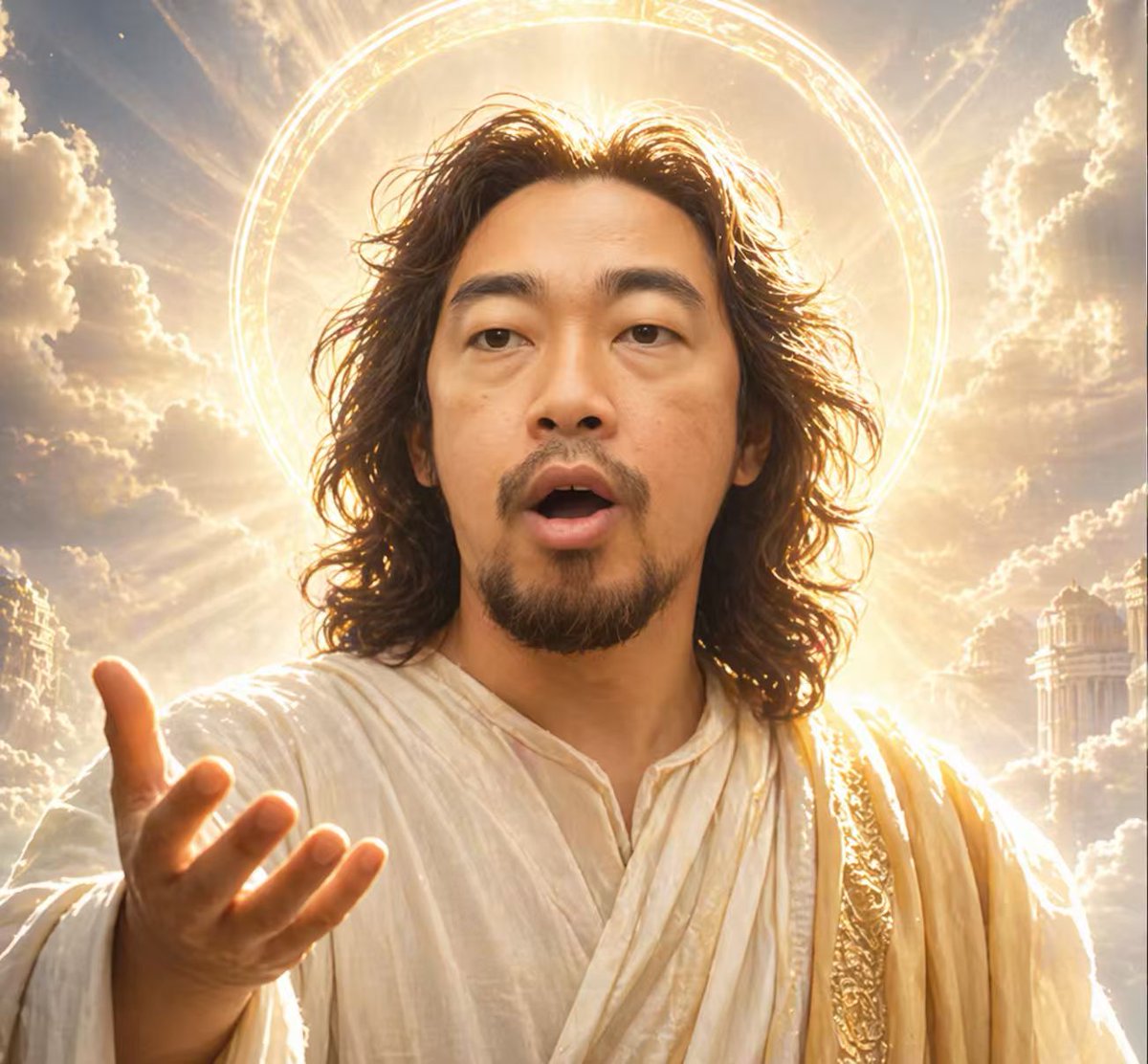 Divine Halo Portrait With Obscured Face AI image template preview