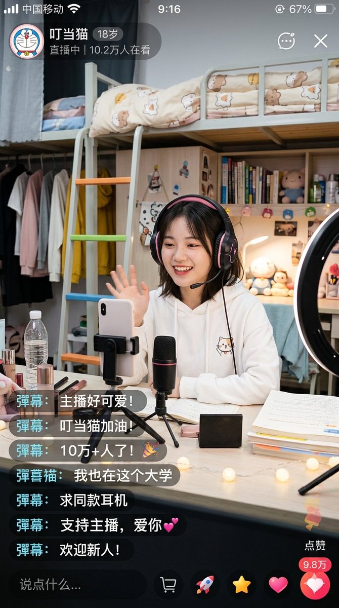Chinese Dorm Livestream Screenshot AI image template preview