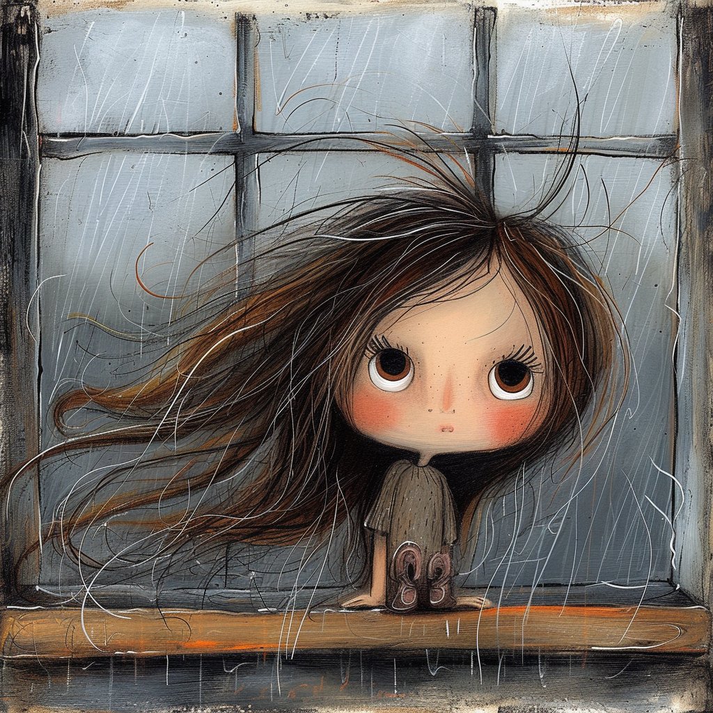 Surreal Woman at a Weathered Window AI image template preview