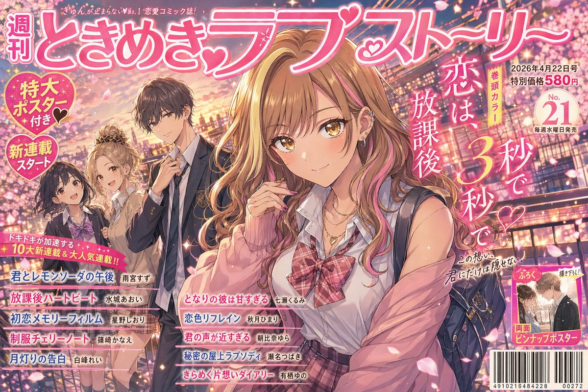 Shoujo Manga Magazine Cover AI image template preview