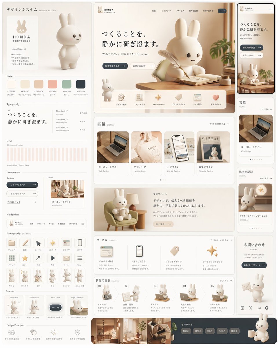 Rabbit Portfolio Design System Board AI image template preview