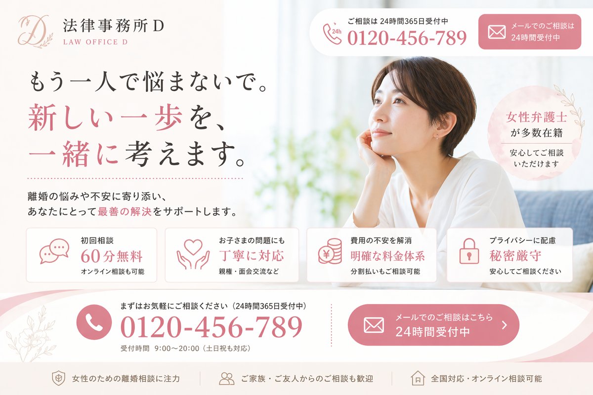 Elegant Japanese Divorce Law LP Hero AI image template preview