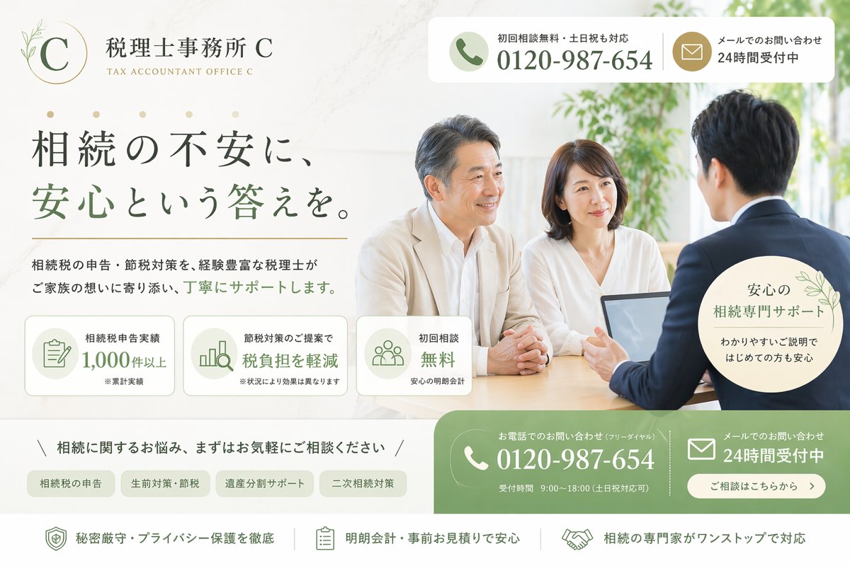 Japanese Inheritance Tax LP Hero AI image template preview