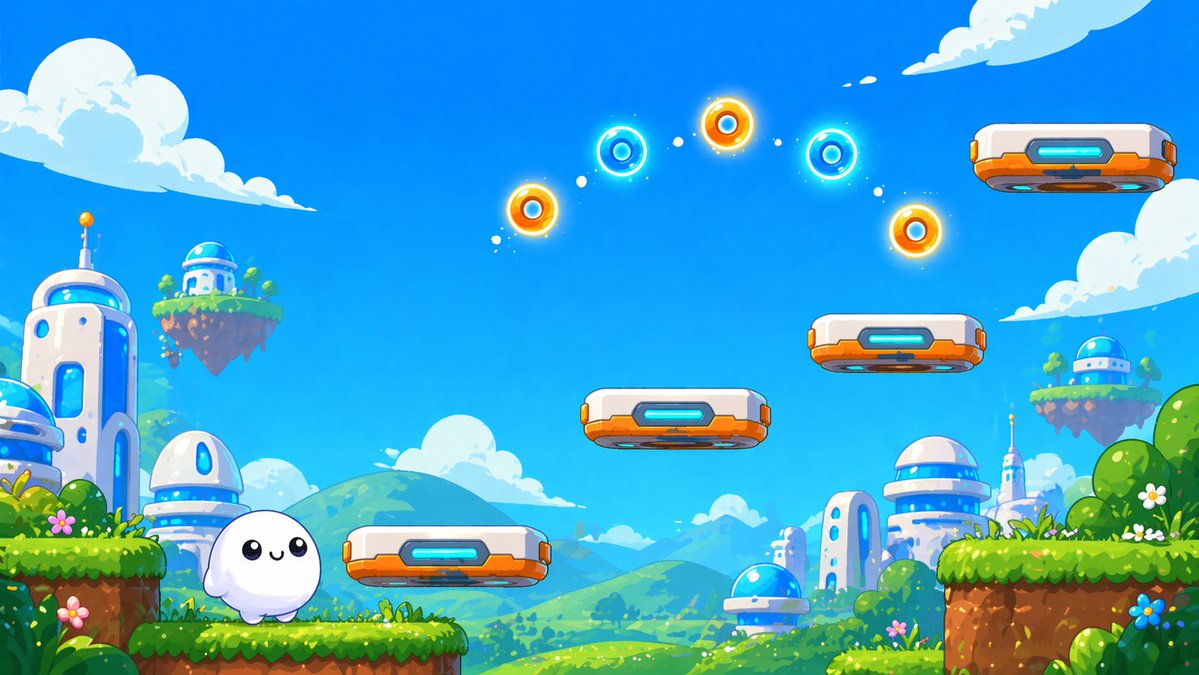 Cute Futuristic Platformer Scene AI image template preview