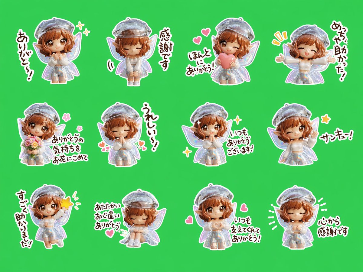 Chibi Fairy Thank-You Sticker Sheet AI image template preview