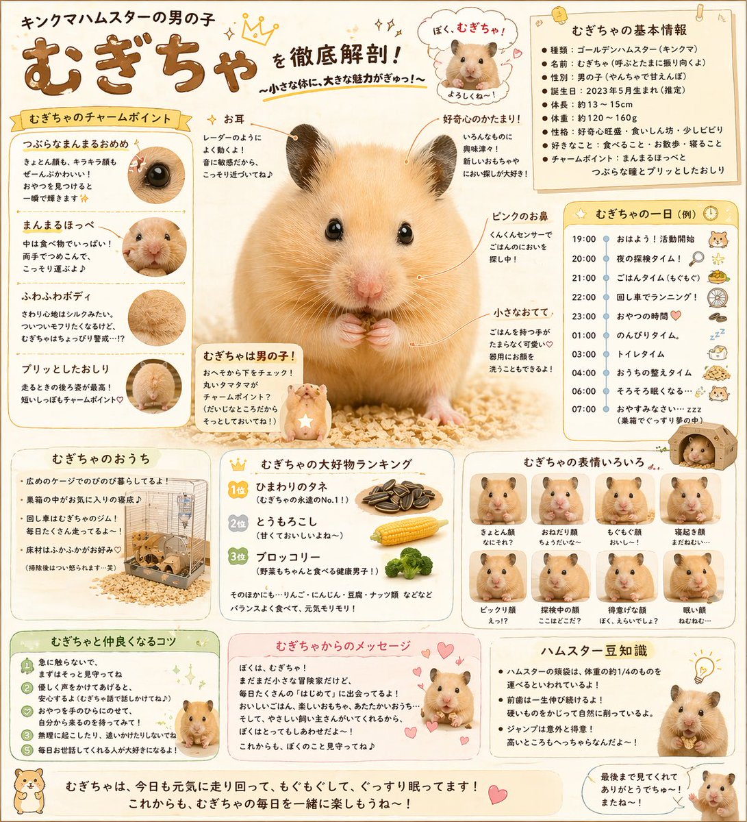Cute Japanese Hamster Infographic AI image template preview