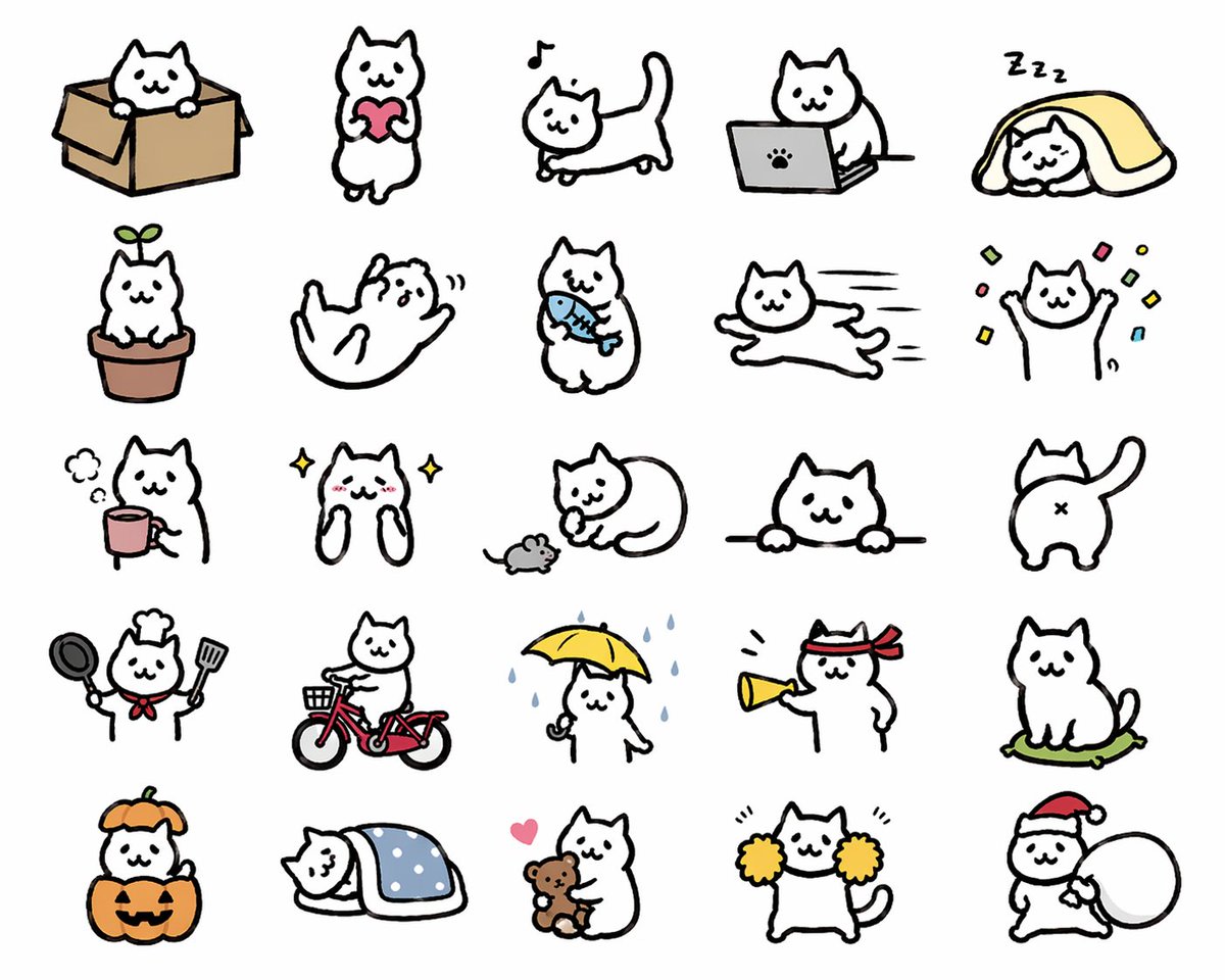 Kawaii Cat Sticker Sheet AI image template preview