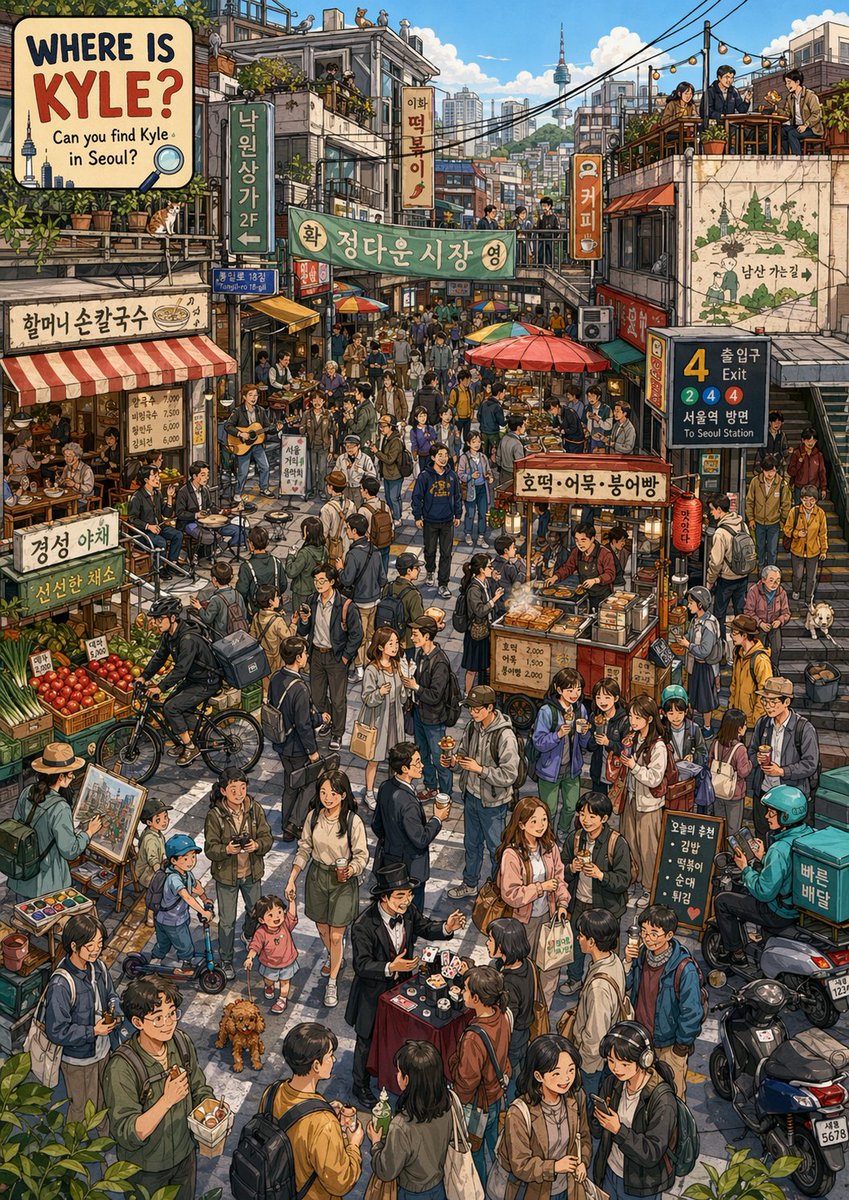 Find Kyle in a Seoul Market AI image template preview