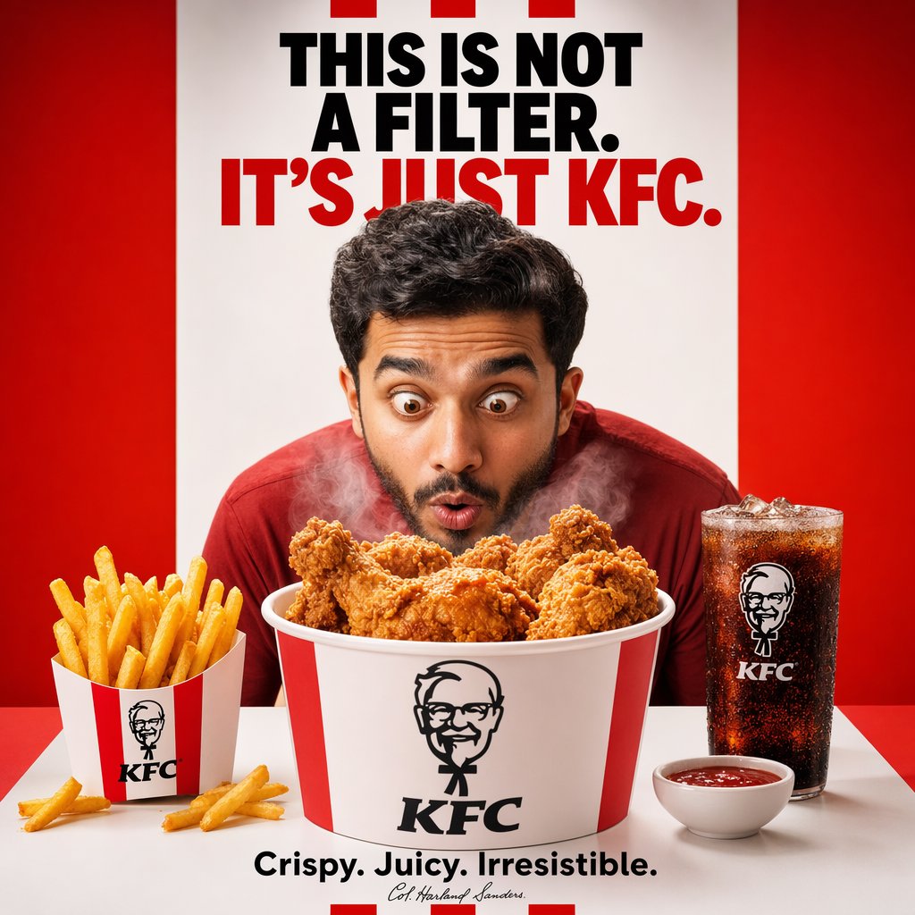 Bold KFC Food Ad Poster AI image template preview