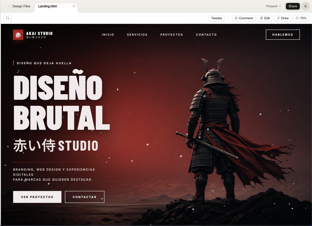 Cinematic Samurai Agency Landing Page AI image template preview