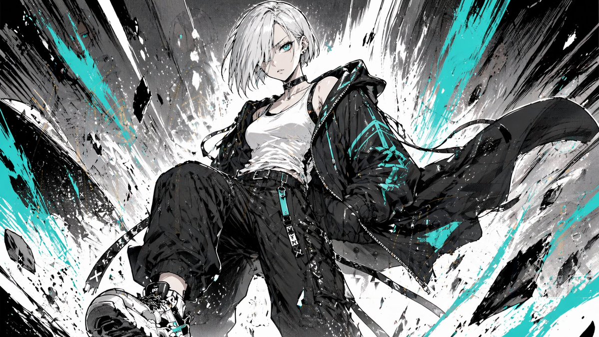 Cyber Streetwear Manga Splash Art AI image template preview