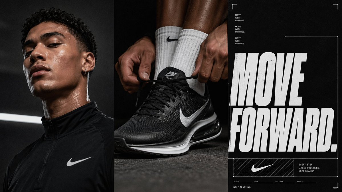 Triptych Sports Ad Poster AI image template preview