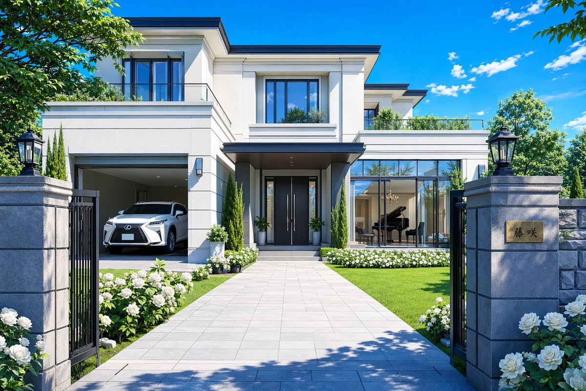 Modern Luxury Mansion Exterior AI image template preview