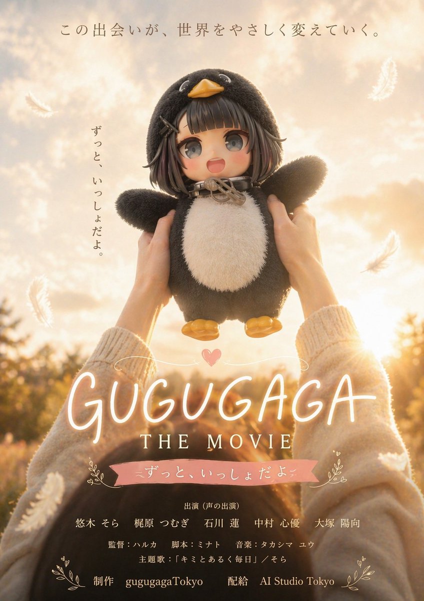 Warm Penguin Fantasy Movie Poster AI image template preview