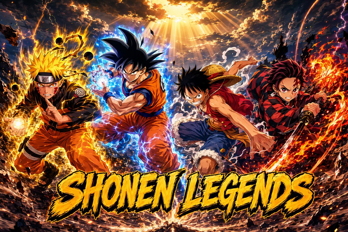 Epic Shonen Crossover Poster AI image template preview