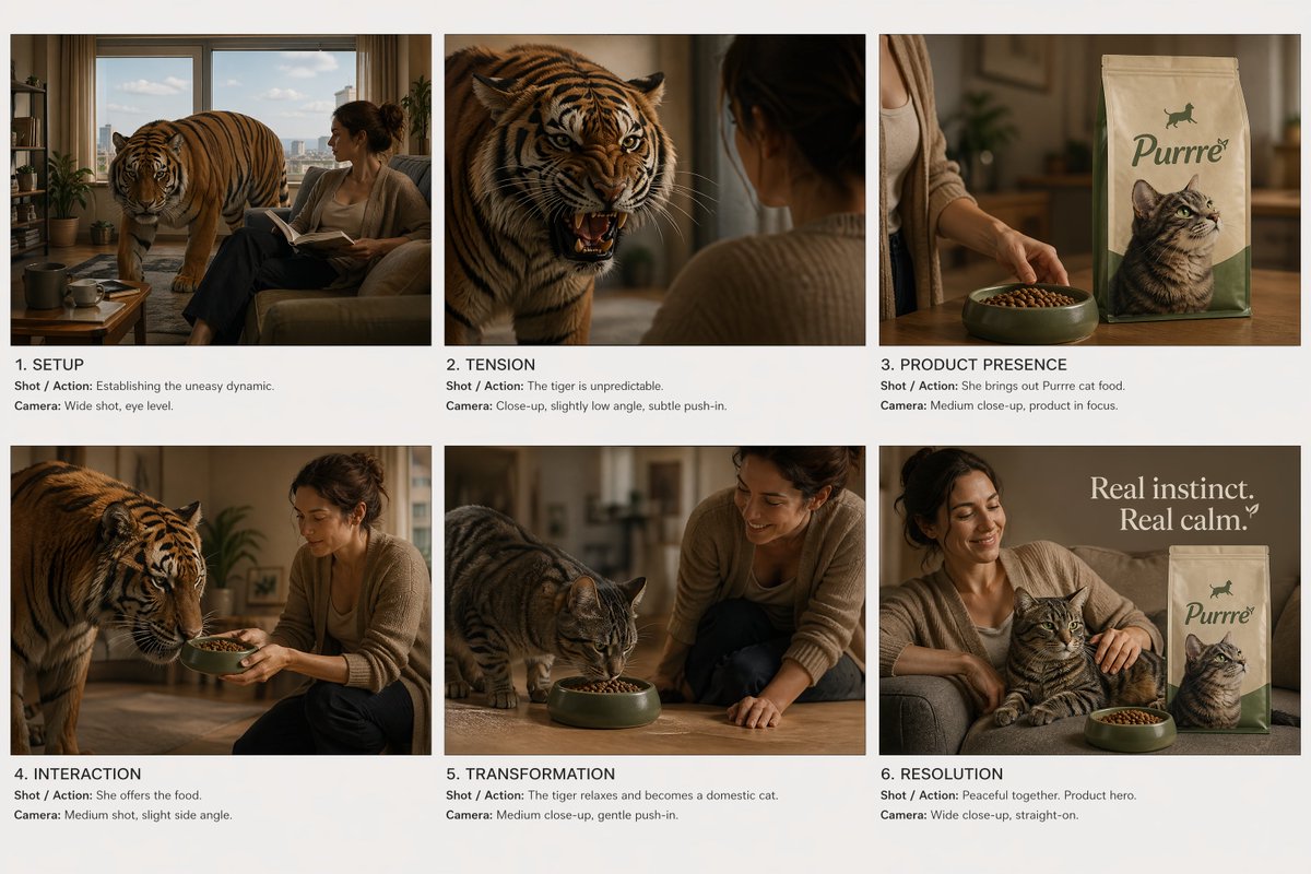 Commercial Ad Storyboard Layout AI image template preview