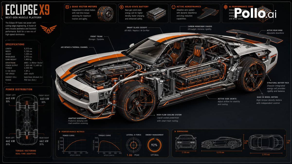 Futuristic Muscle Car Infographic AI image template preview