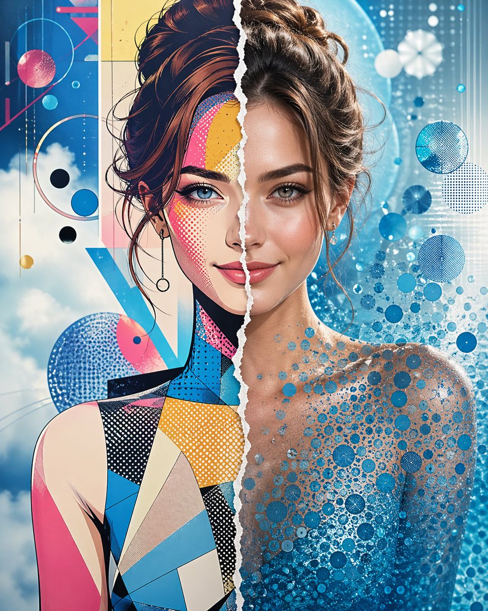 Split Style Artistic Portrait AI image template preview