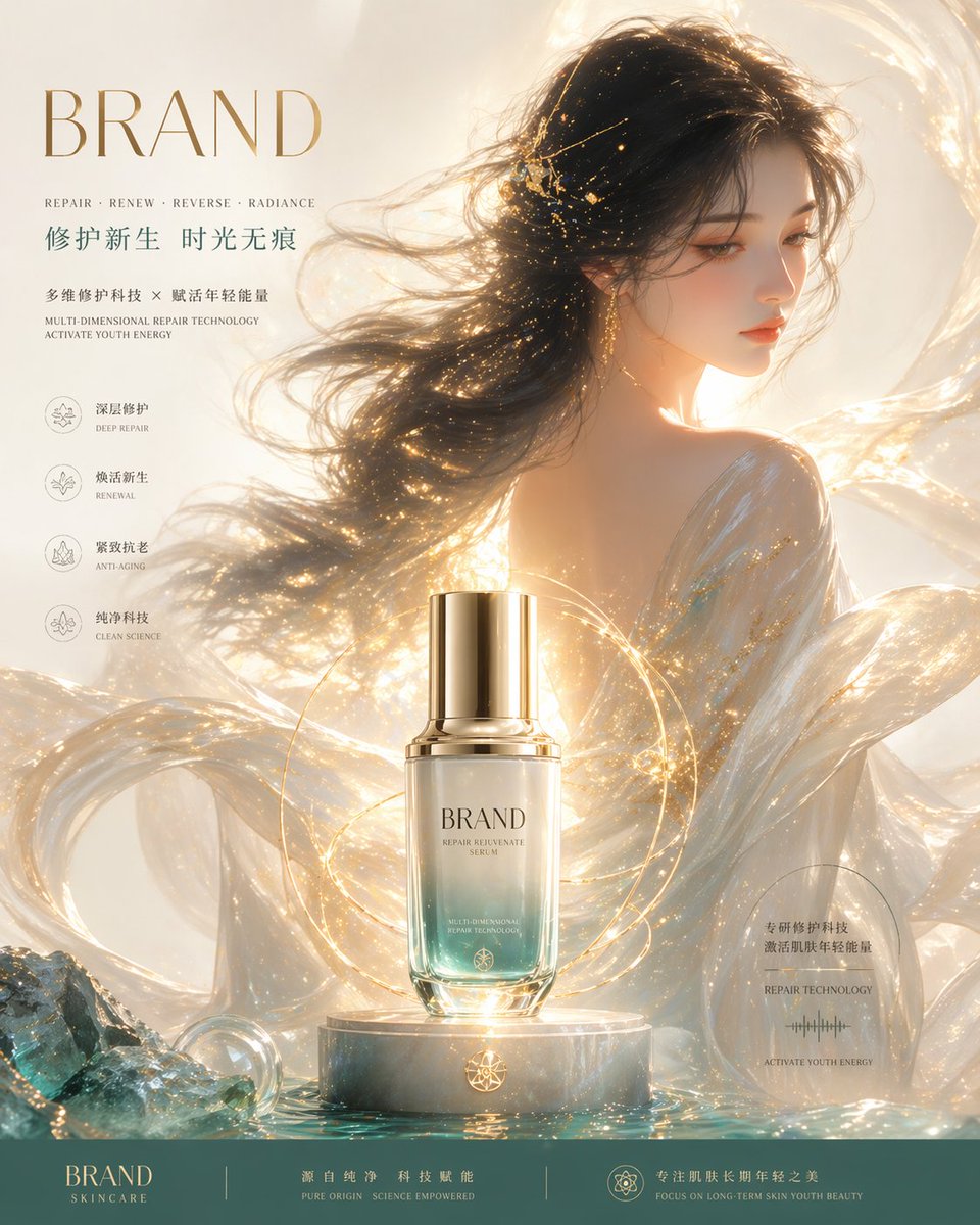 Luxury Skincare Brand Key Visual (KV) AI image template preview