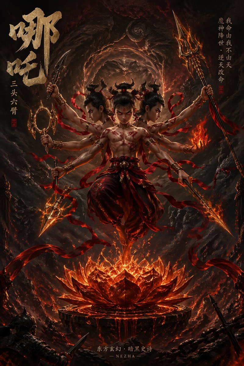 Epic Fantasy Novel Cover for Nezha AI image template preview