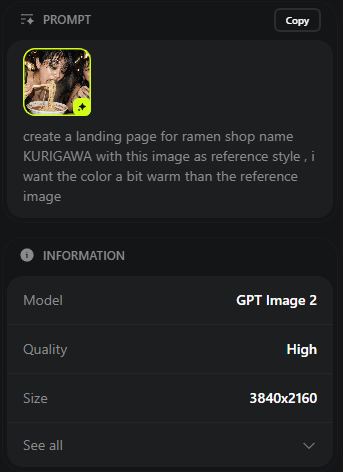 Ramen Shop Landing Page Design AI image template preview