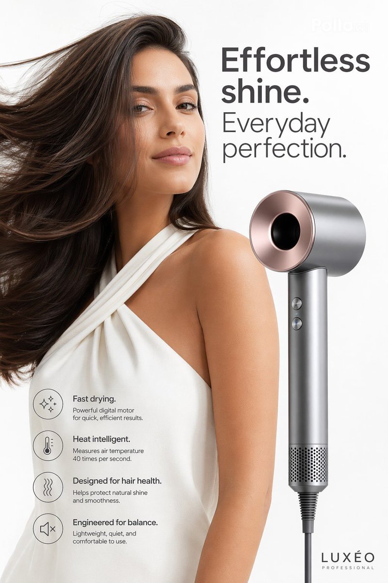 Luxury Hair Dryer Beauty Ad AI image template preview