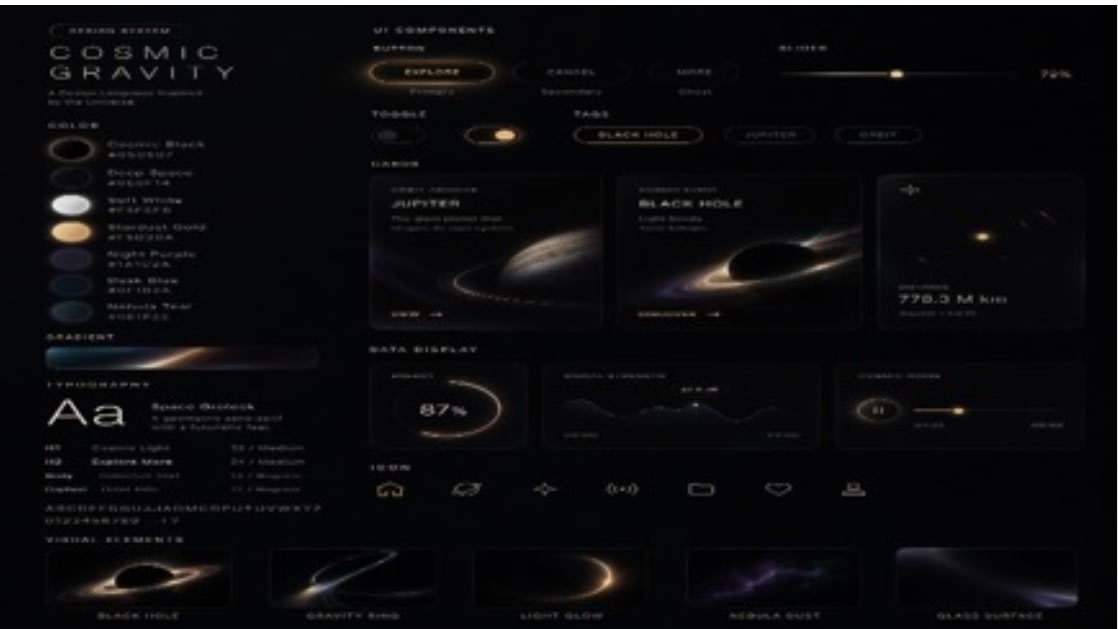 Cosmic Gravity Glass UI System AI image template preview