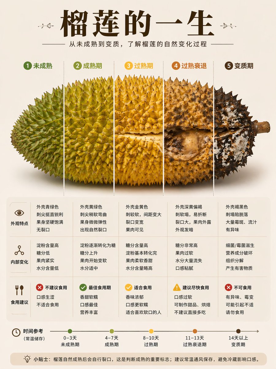Durian Ripening Lifecycle Infographic AI image template preview