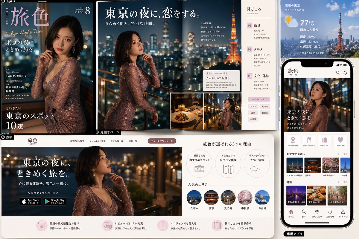 Tokyo Night Travel Brand Mockup AI image template preview