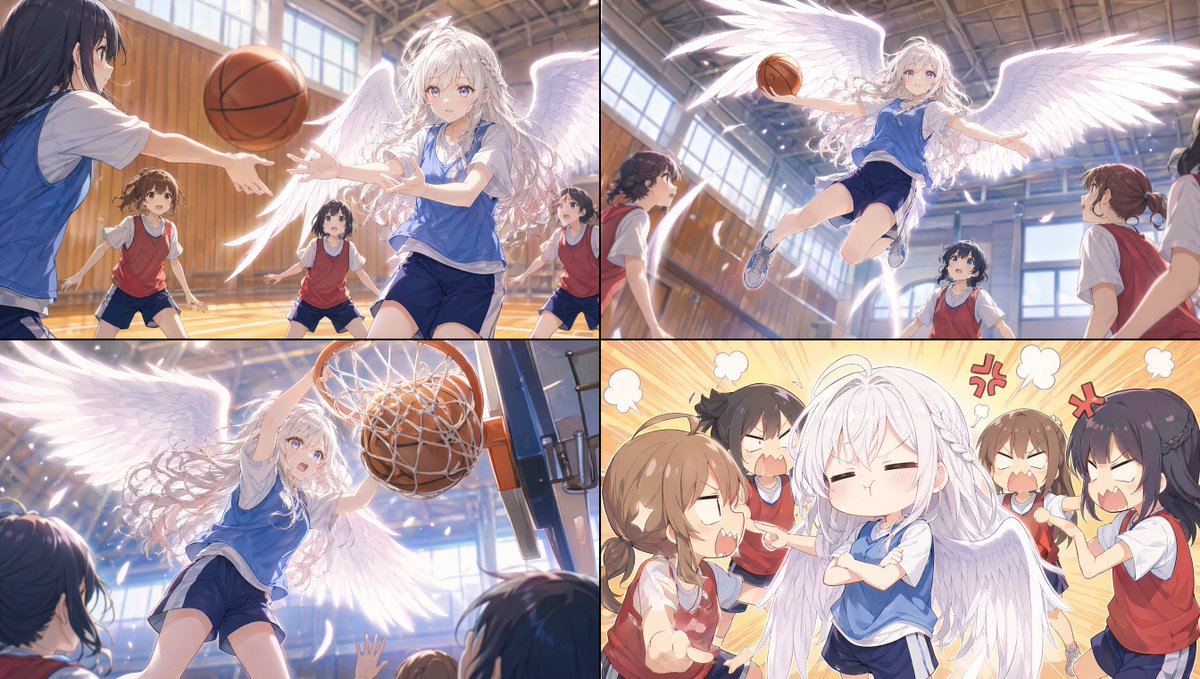 Angel Girl Basketball Storyboard AI image template preview