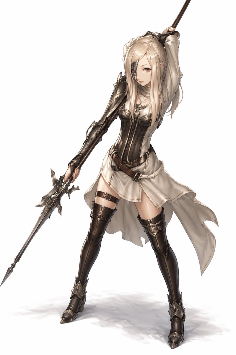 Elegant Anime Spearwoman Full Body AI image template preview