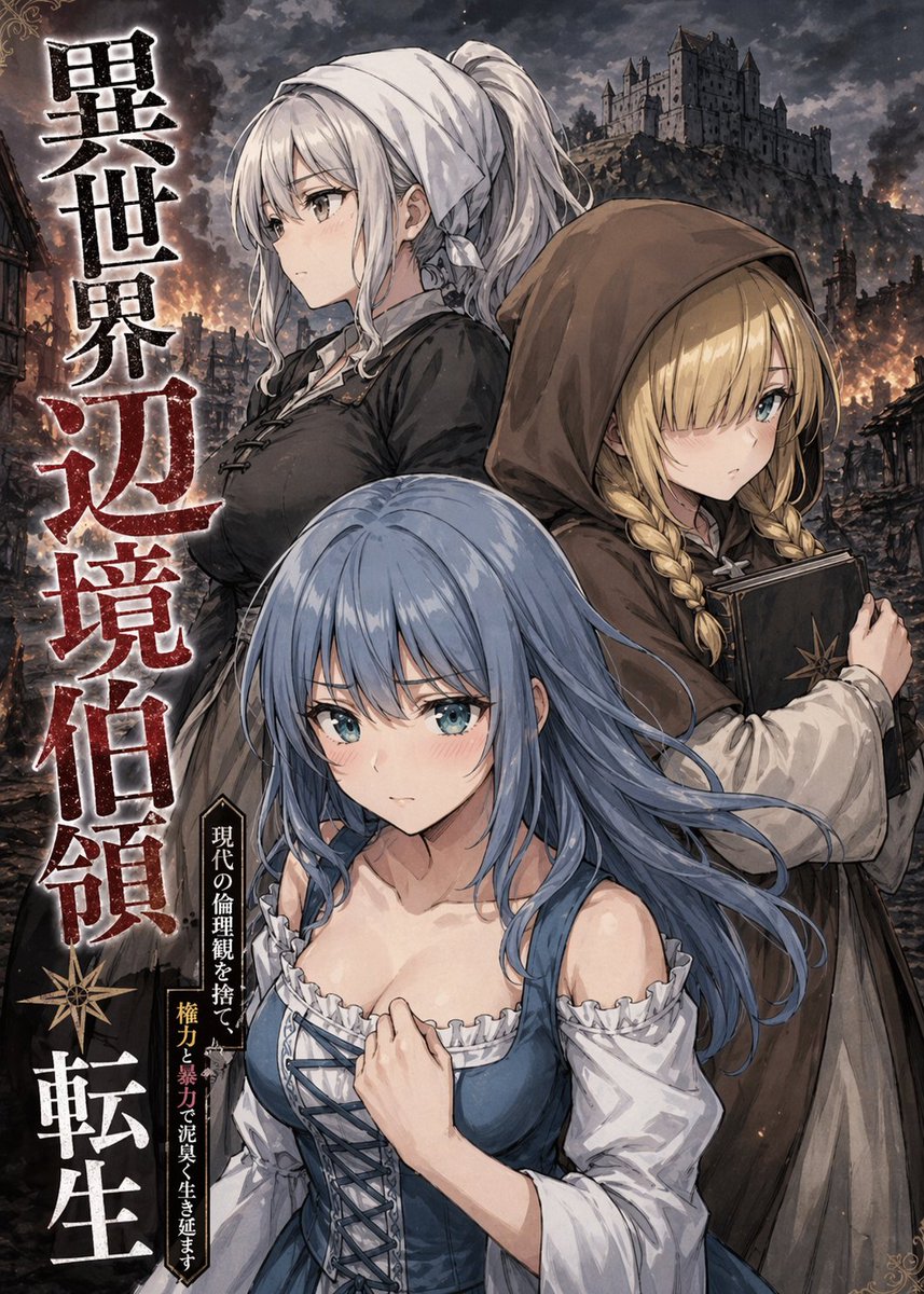 Dark Fantasy Isekai Novel Cover AI image template preview