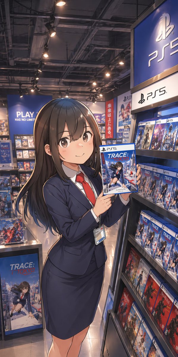 Anime Clerk in PS5 Game Store AI image template preview