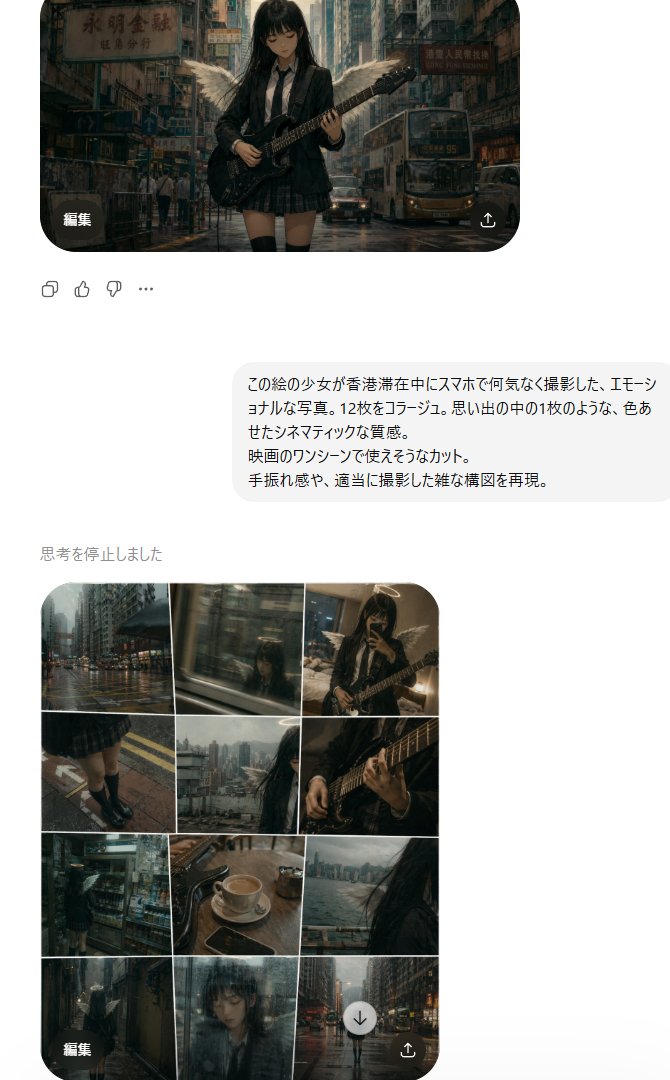Rainy Hong Kong Schoolgirl Guitar Collage AI image template preview