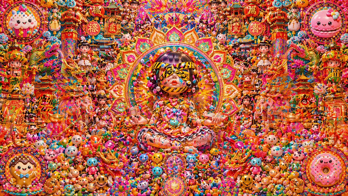Candy Lunar New Year Shrine AI image template preview