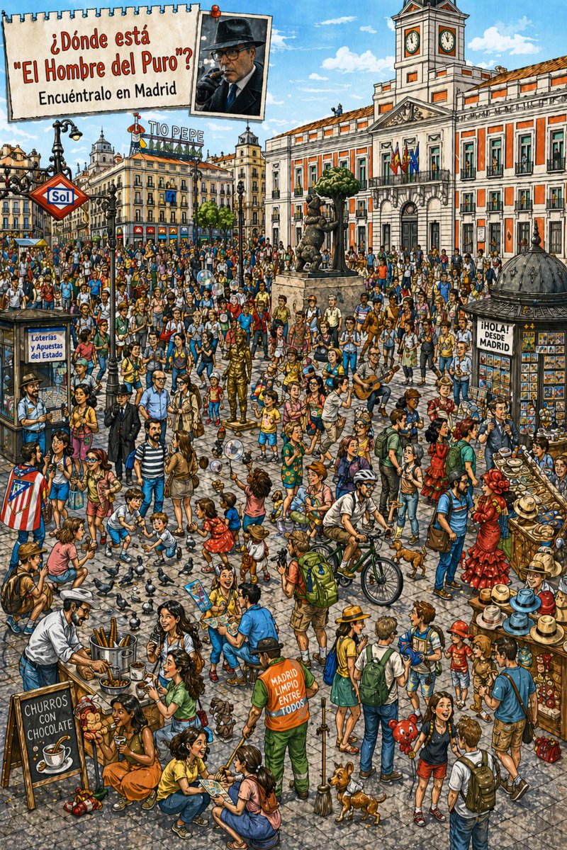 Hidden-Object Madrid Plaza Puzzle AI image template preview